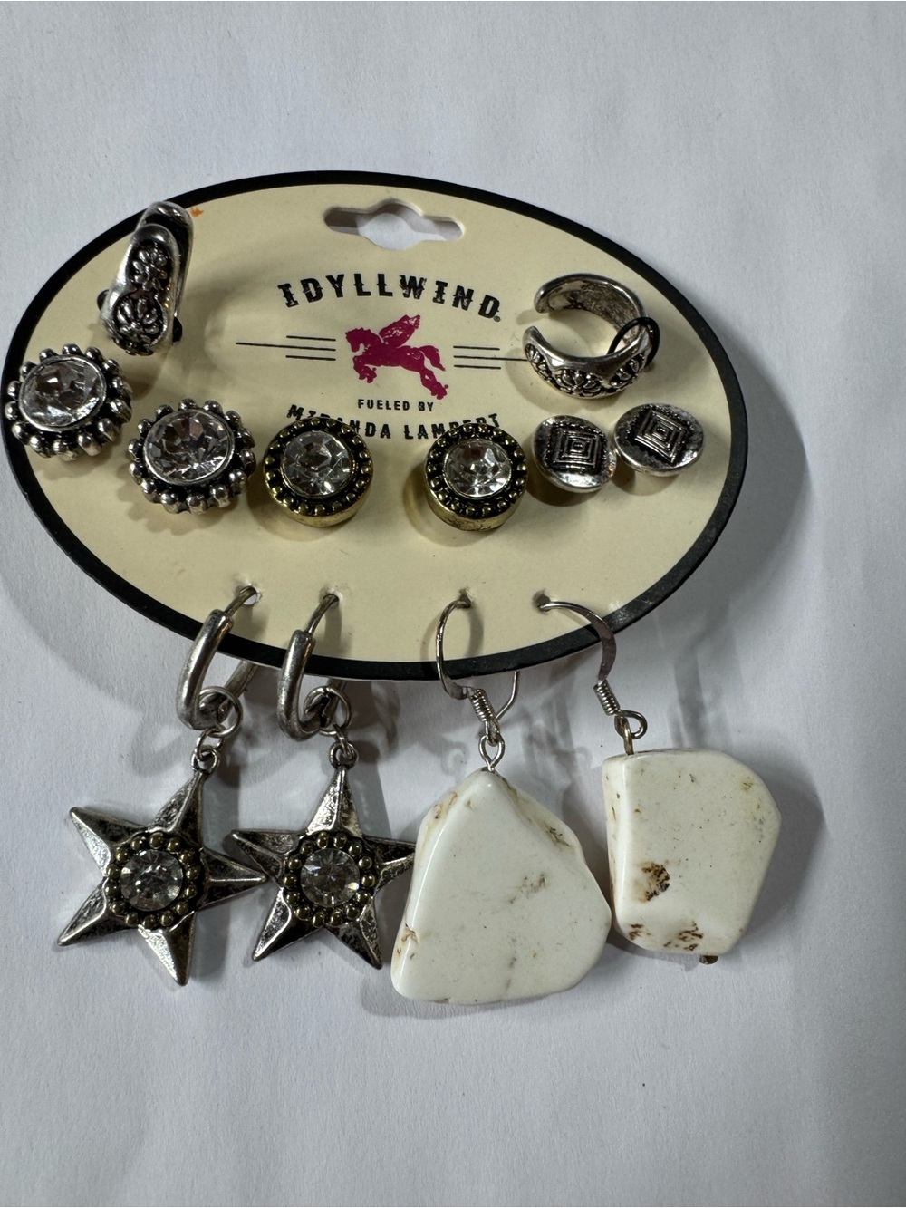 Idyllwind Silver and White Earring Set — Mixed Studs & Dangles